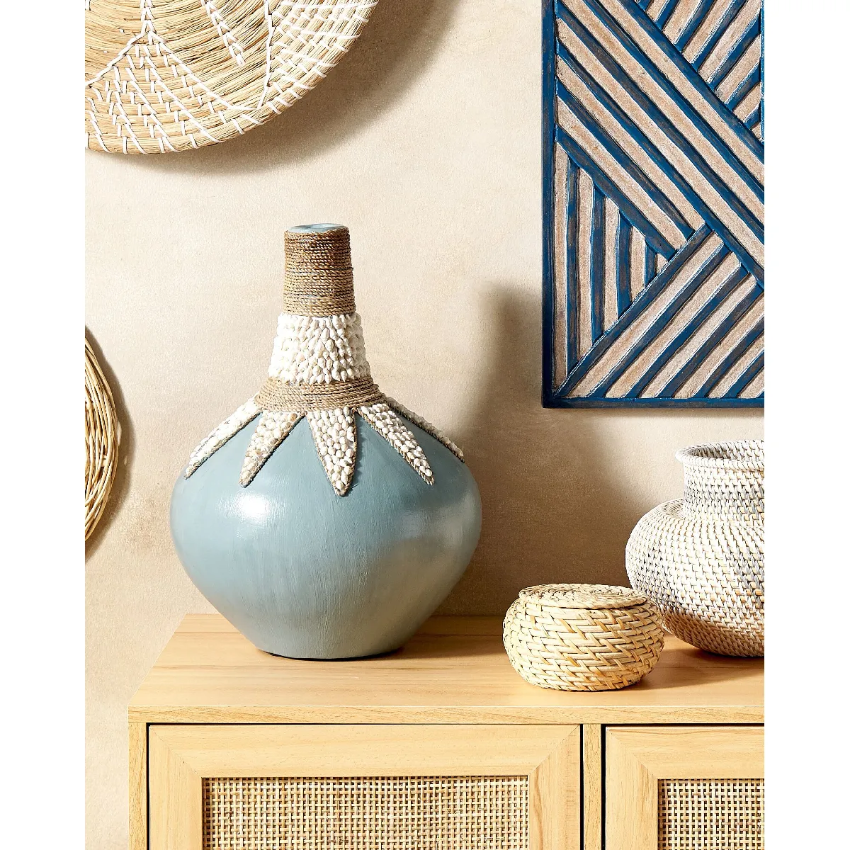 Beliani Vase SILAU Céramique 43cm Bleu