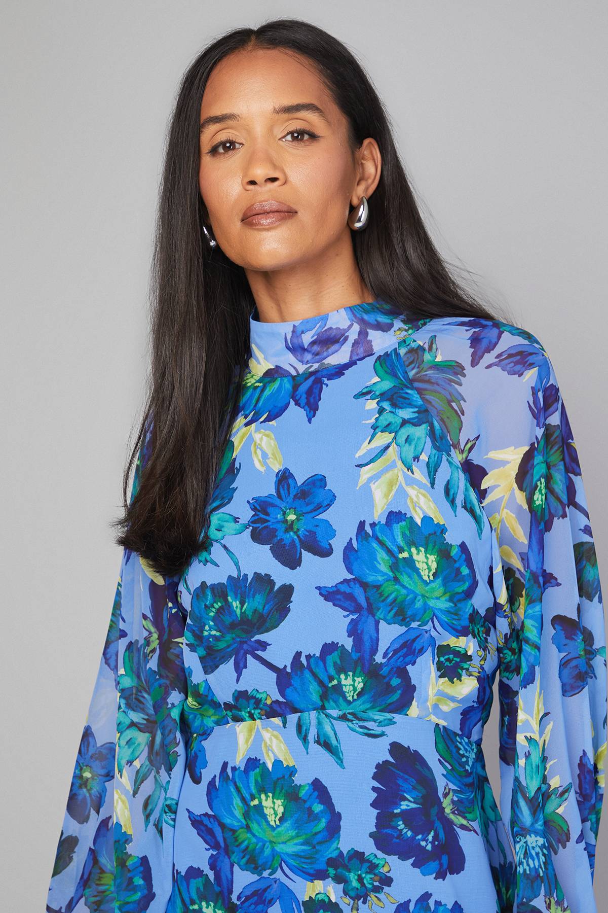 Wallis Robe Smock Fleurie à Col Noué