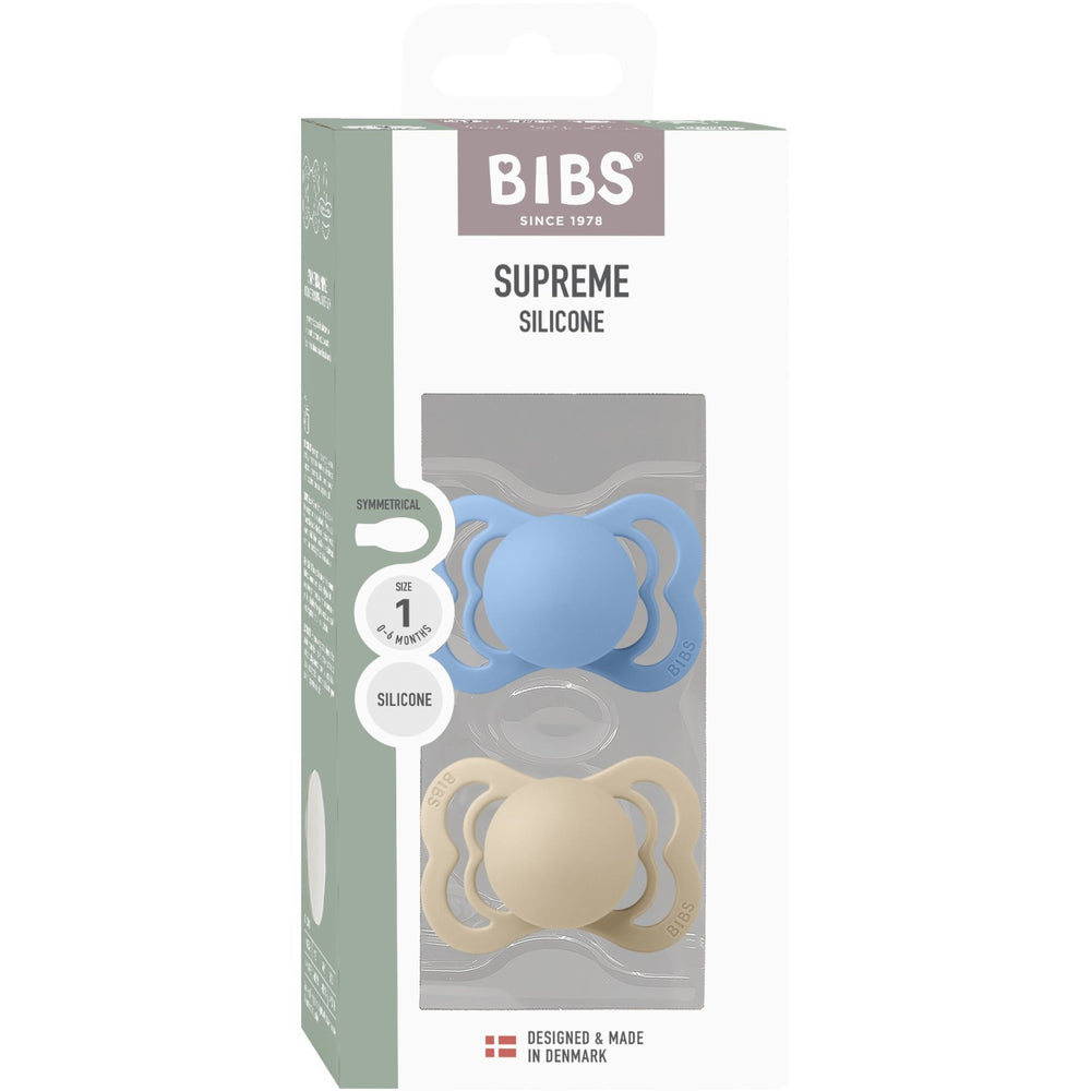 Køb Bibs Vanilla/Sky Blue Sut Supreme 2-Pak Silikone