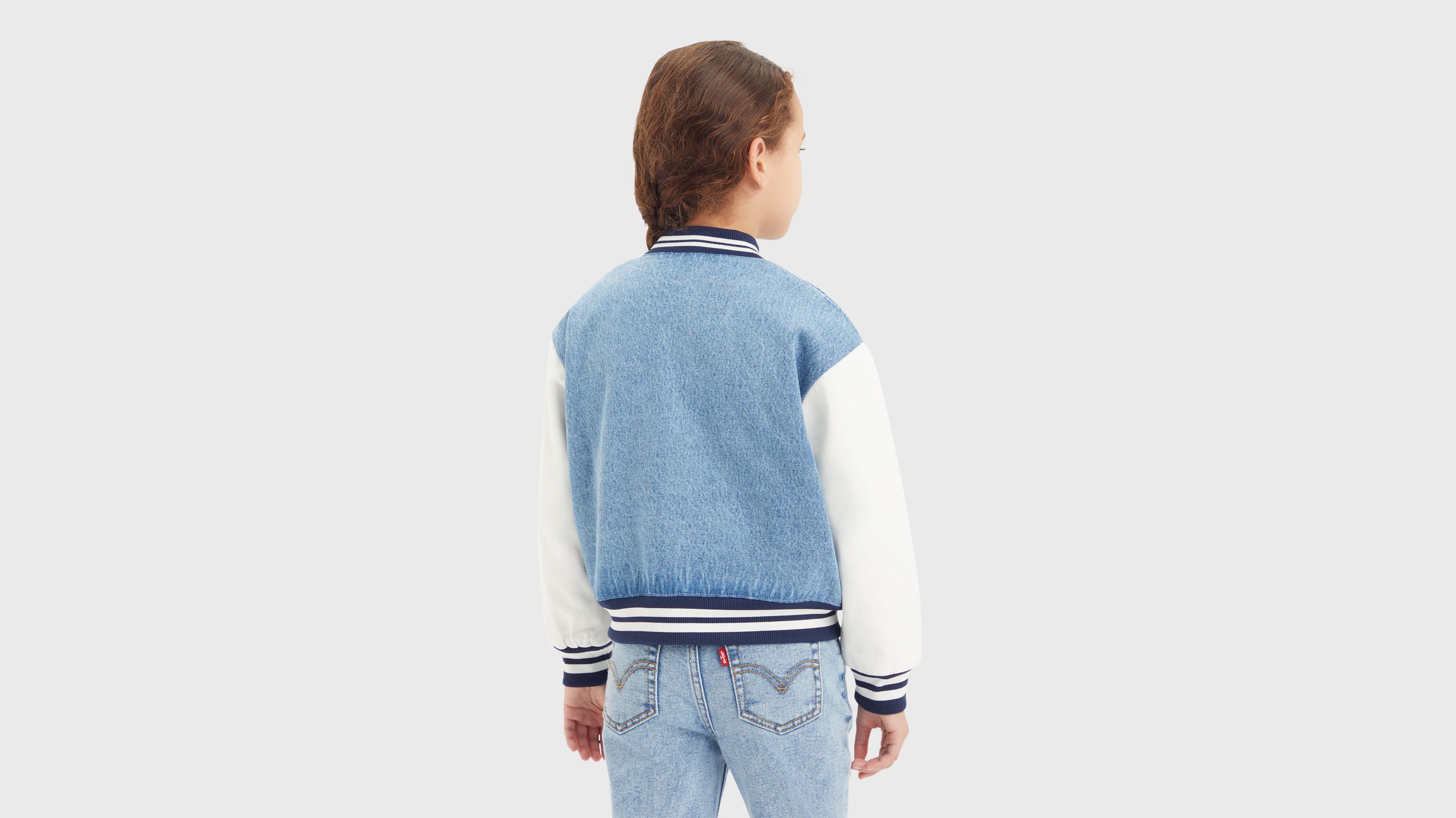 Enfant veste blouson d’aviateur denim - Vibe Check - Bleu
