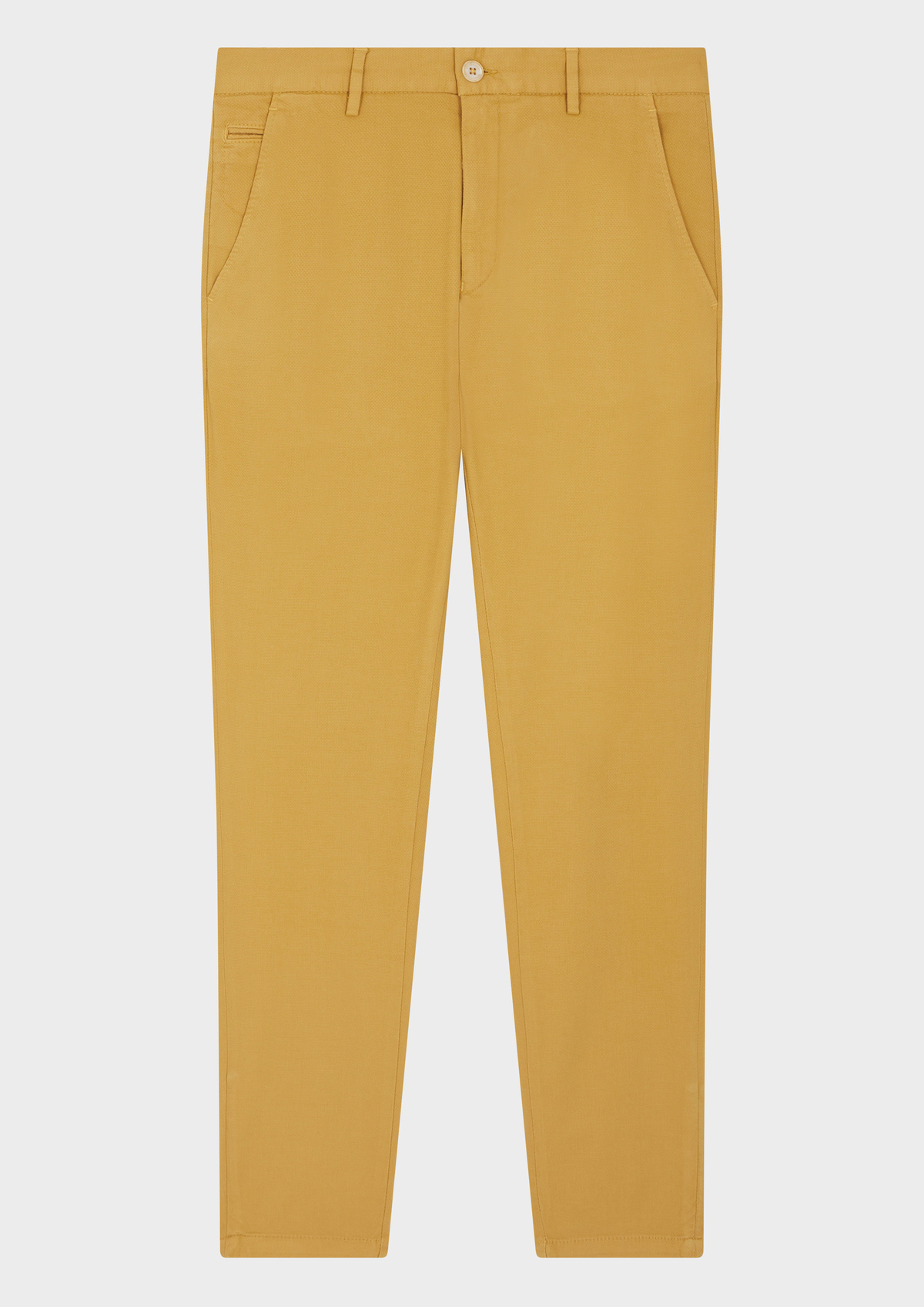 Chino slack skinny 7/8 en coton mélangé stretch uni jaune curry