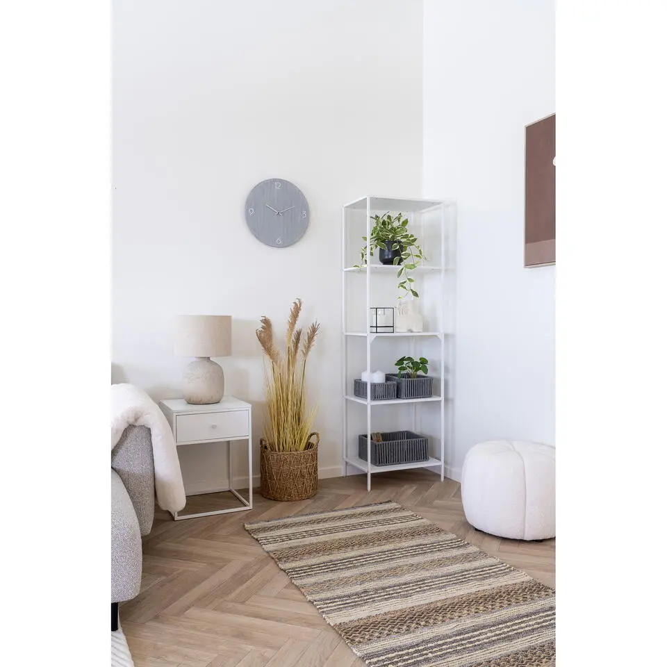 Poef Stof Off White - Zithoogte 38cm - Ø48x38cm - Paisley