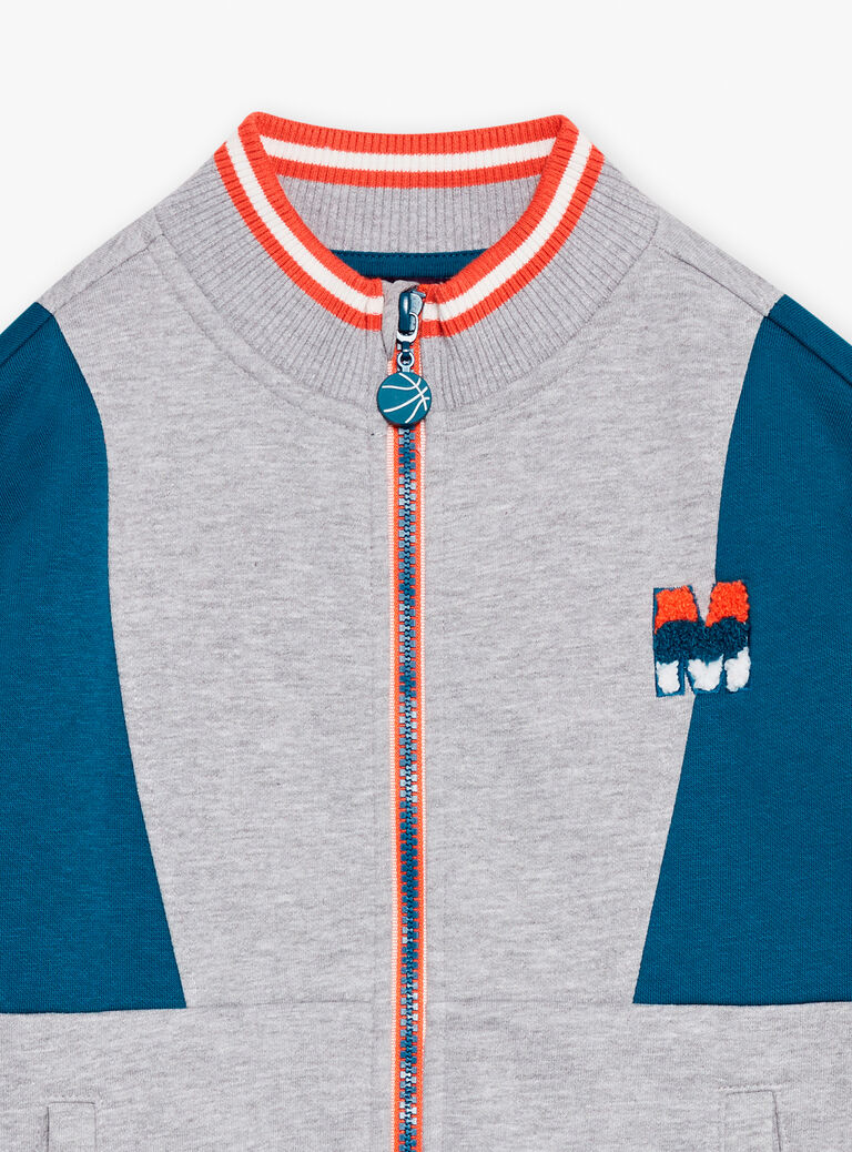 Veste de survêtement molletonnée bleue et gris