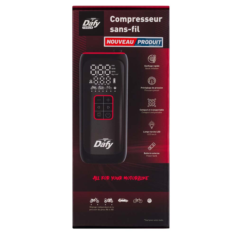 Dafy Moto - Compresseur sans fil Noir / Rouge