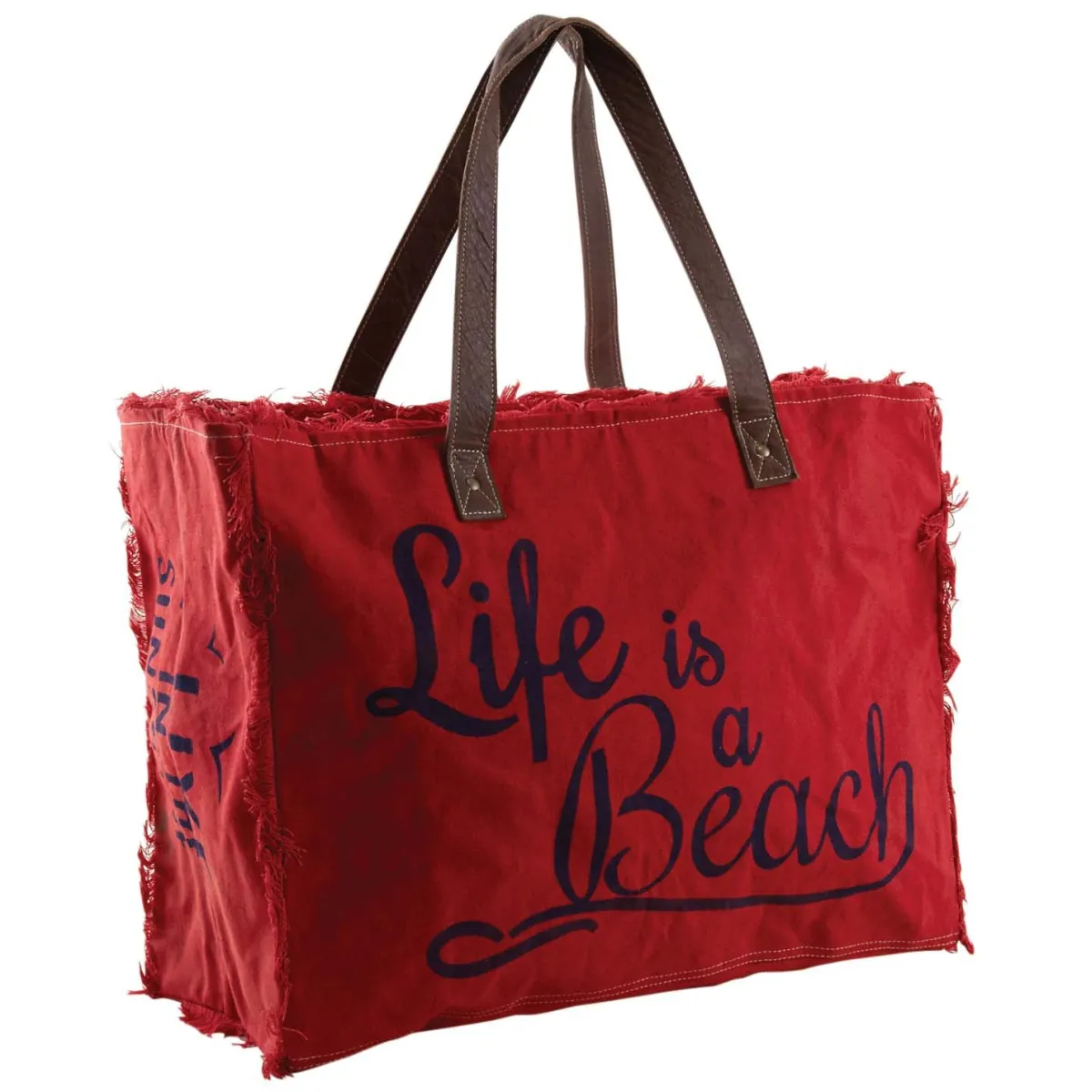 AUBRY GASPARD Sac en coton Life is a beach - Rouge
