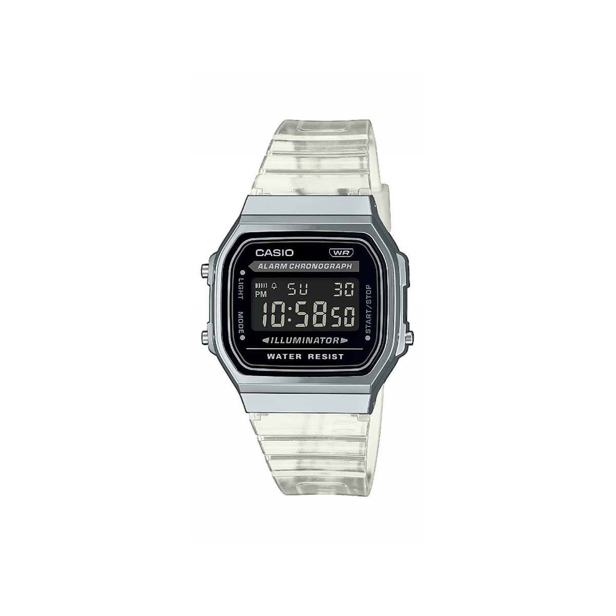 Montre Casio Vintage homme bracelet résine couleur argent