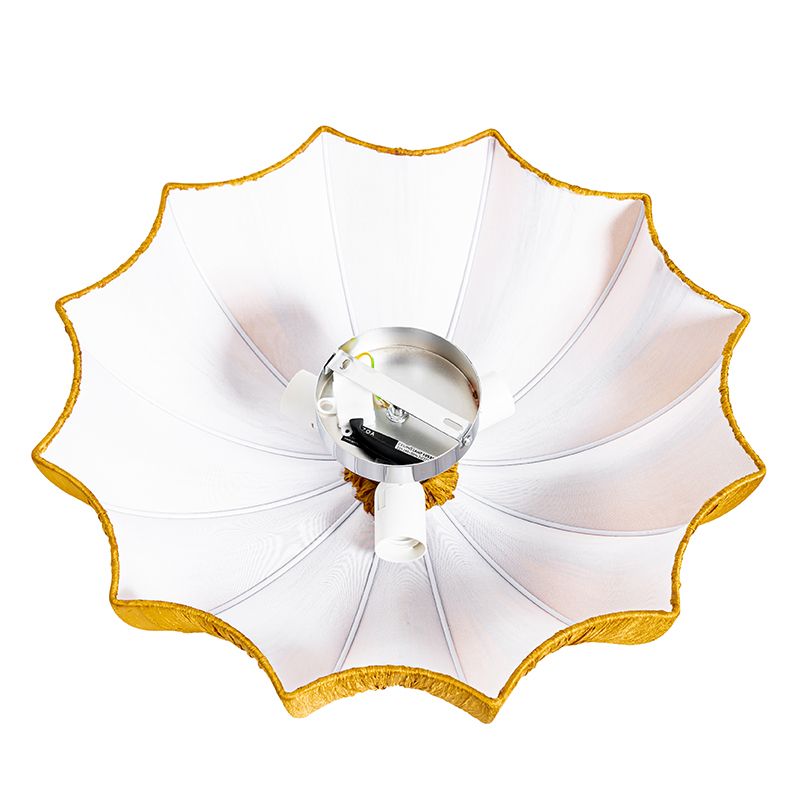 Japandi plafondlamp goud zijden 52cm 3-lichts - Plu