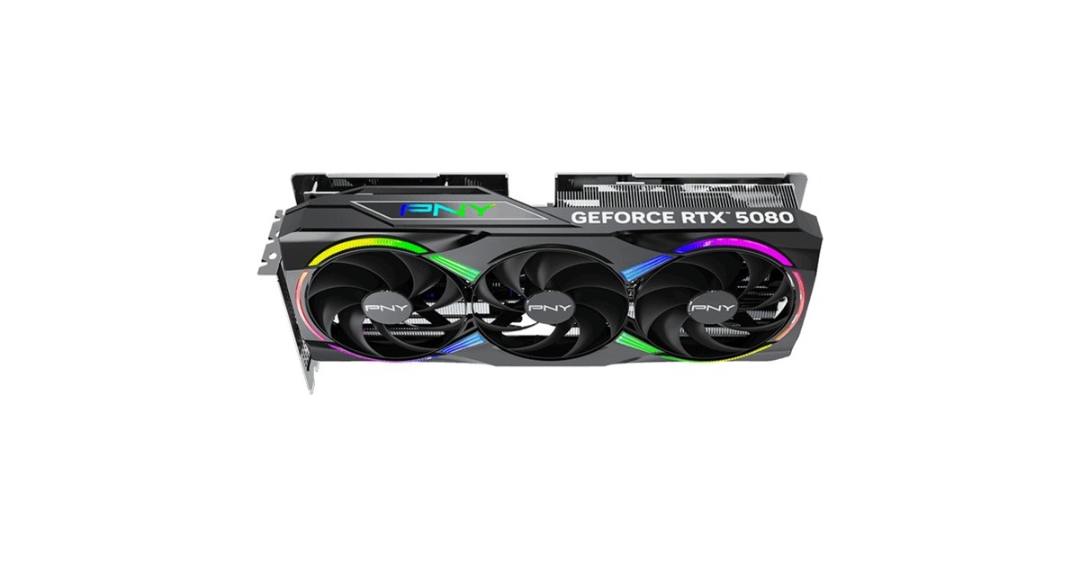 PNYGeForce RTX 5080 ARGB OC grafische kaart  (DLSS 4, 3x DisplayPort, 1x HDMI 2.1)