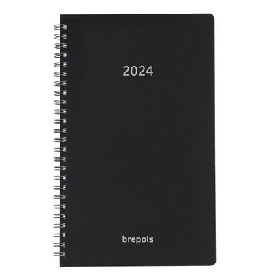 Agenda à spirale Polyprop Breform - 1 jour par page - 10 x 16,5 cm - noir - Brepols