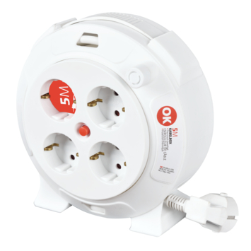 OK Kabelbox 4-voudig RA Wit 5 Meter