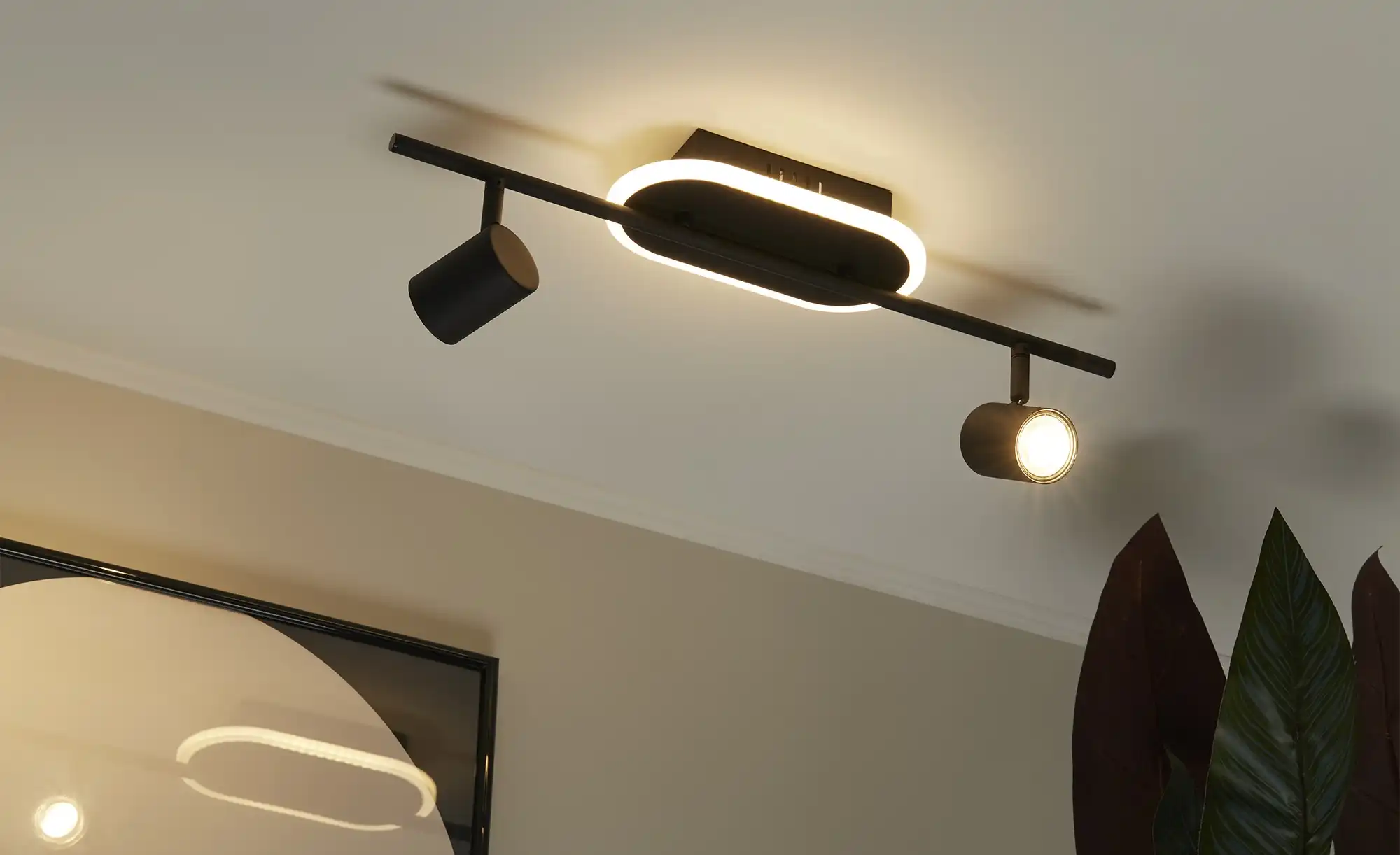 KHG LED-Deckenspot, 2+1-flammig, sandschwarz