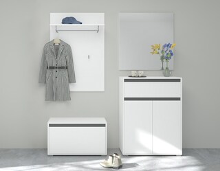 Schuhschrank Torino 76 x 102 cm weiß/grau