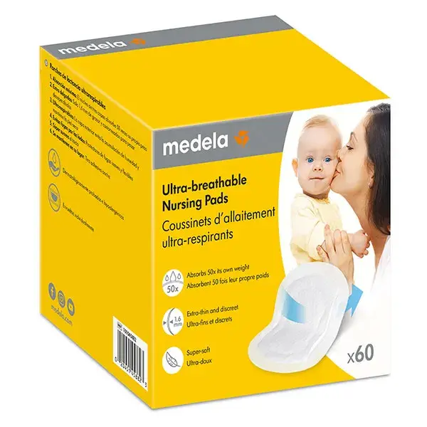 Absorventes de amamentação Medela Ultra Respiráveis - Pacote com 60 unidades