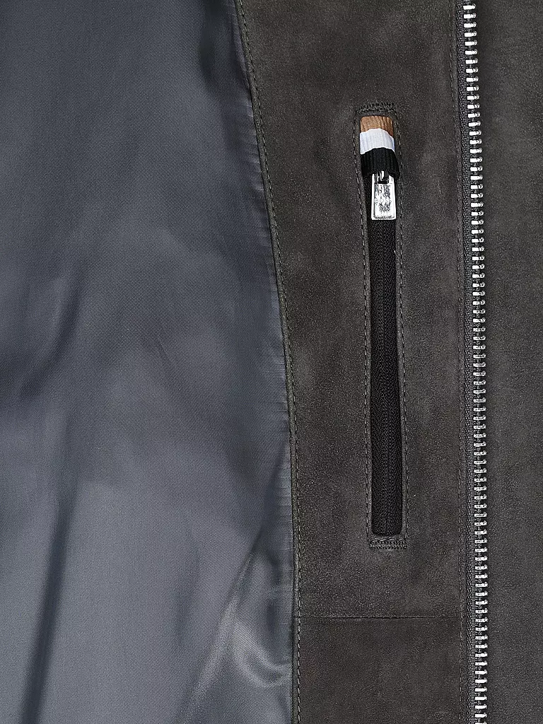 BOSS Lederjacke grau