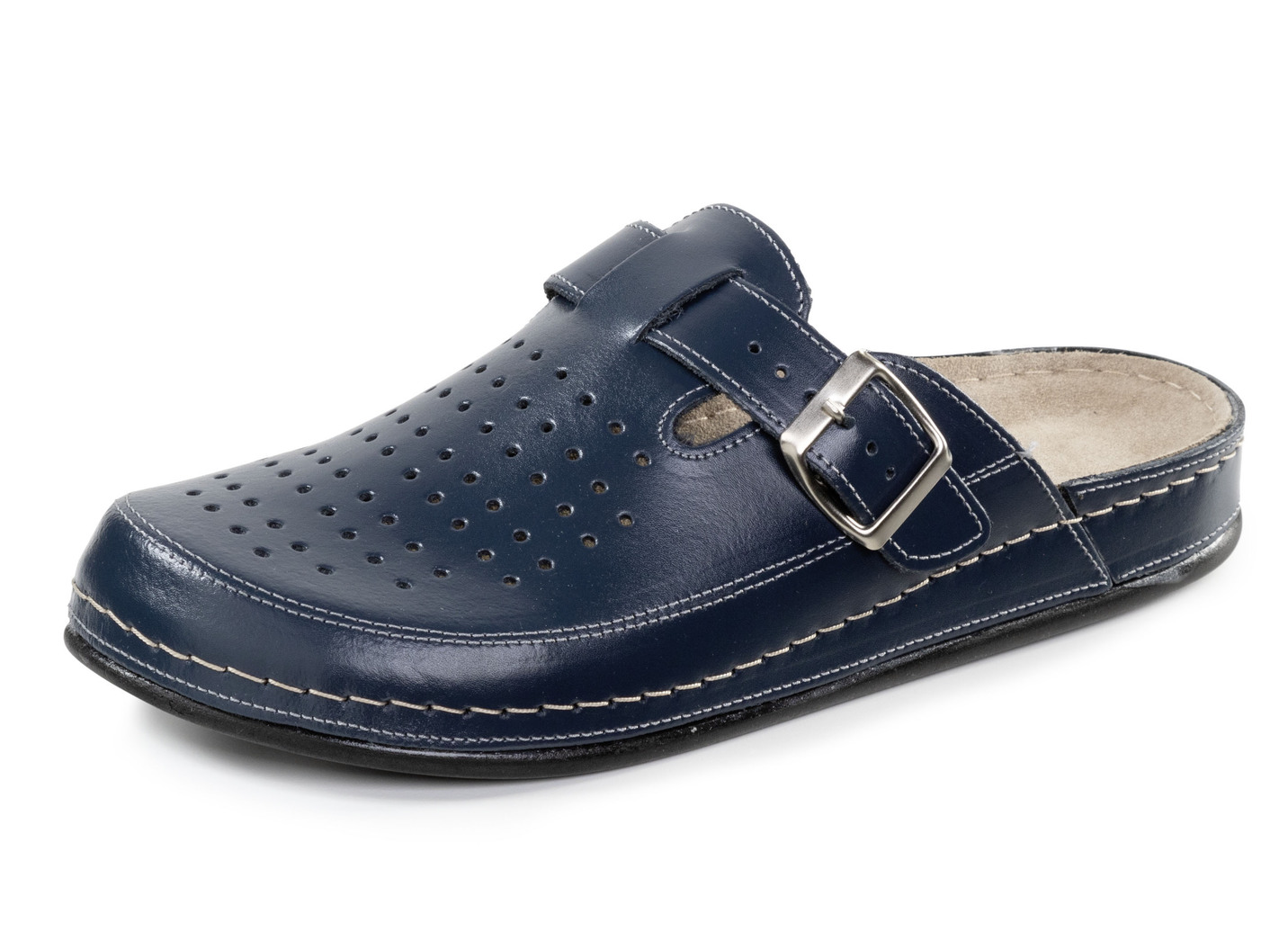 Pantolette aus Nappaleder mit luftiger Perforation