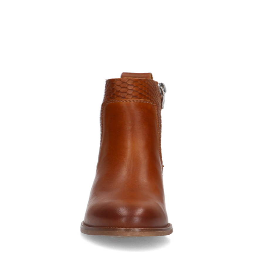 Cognac leren enkellaarsjes