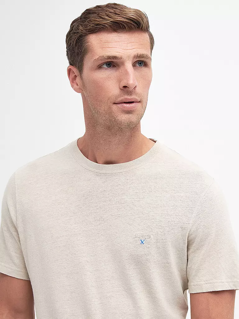 BARBOUR Leinen T-Shirt CLIFFE beige