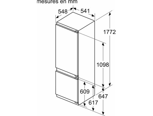 BOSCH - Réfrigérateur congélateur encastrable KIV87NSE0, Série 2, 270 litres, Low Frost