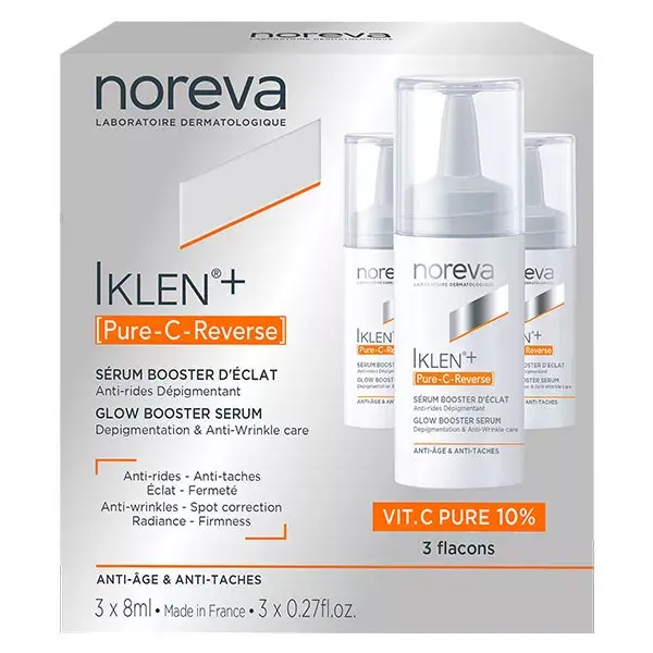 Sérum Noreva Iklen + Pure C Reverse Radiance Booster - Conjunto com 3 frascos de 8ml