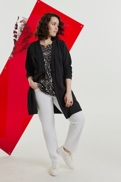 Strickjacke, oversized, offene Form, Schalkragen, Halbarm