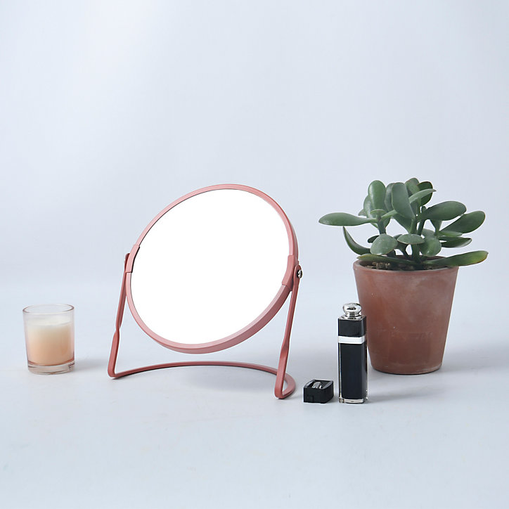Miroir de salle de bains rond grossissant, orientable, à poser, terracotta, Akira Spirella