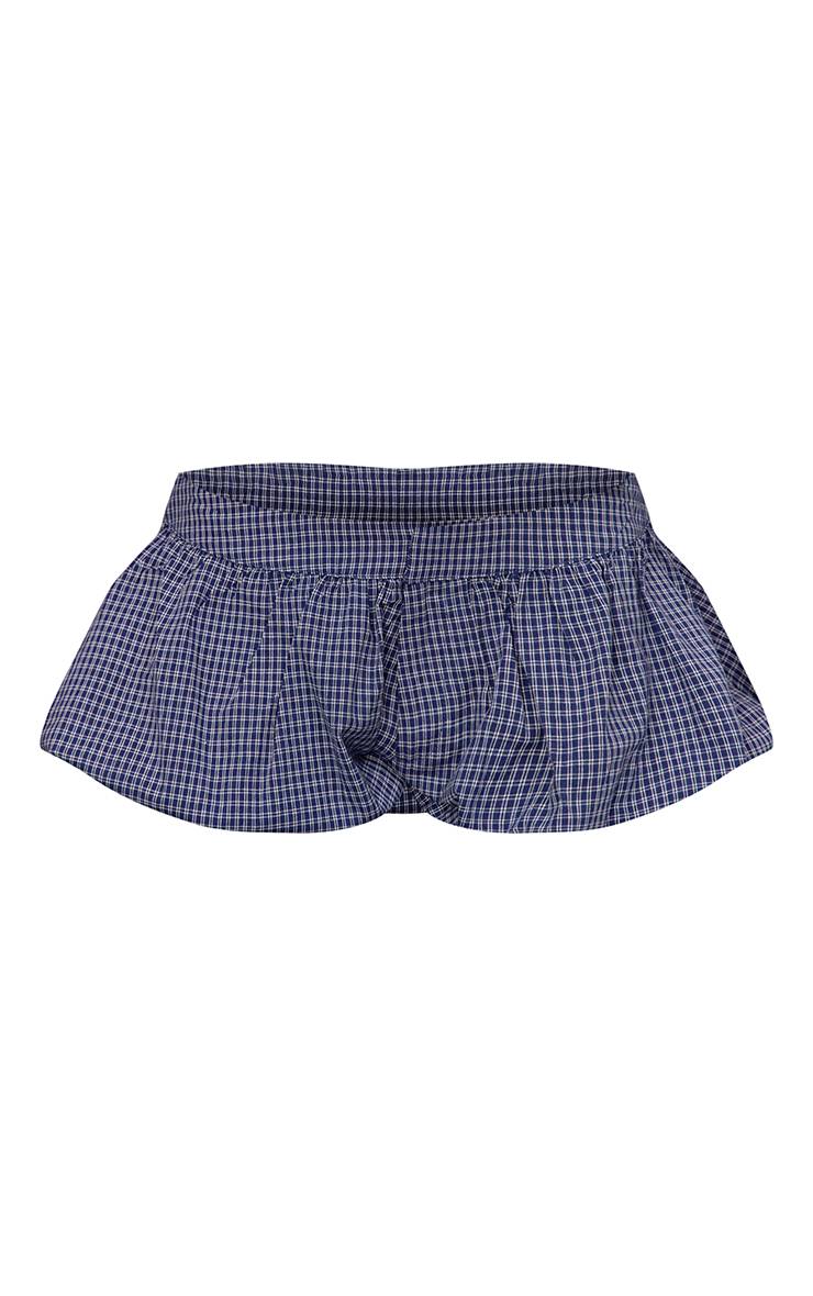 Bleu Marine Short Bouffant Texturé En Tissu Tissé