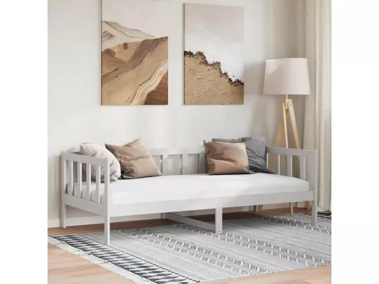 Lit de jour sans matelas blanc bois de pin massif 90x200 cm
