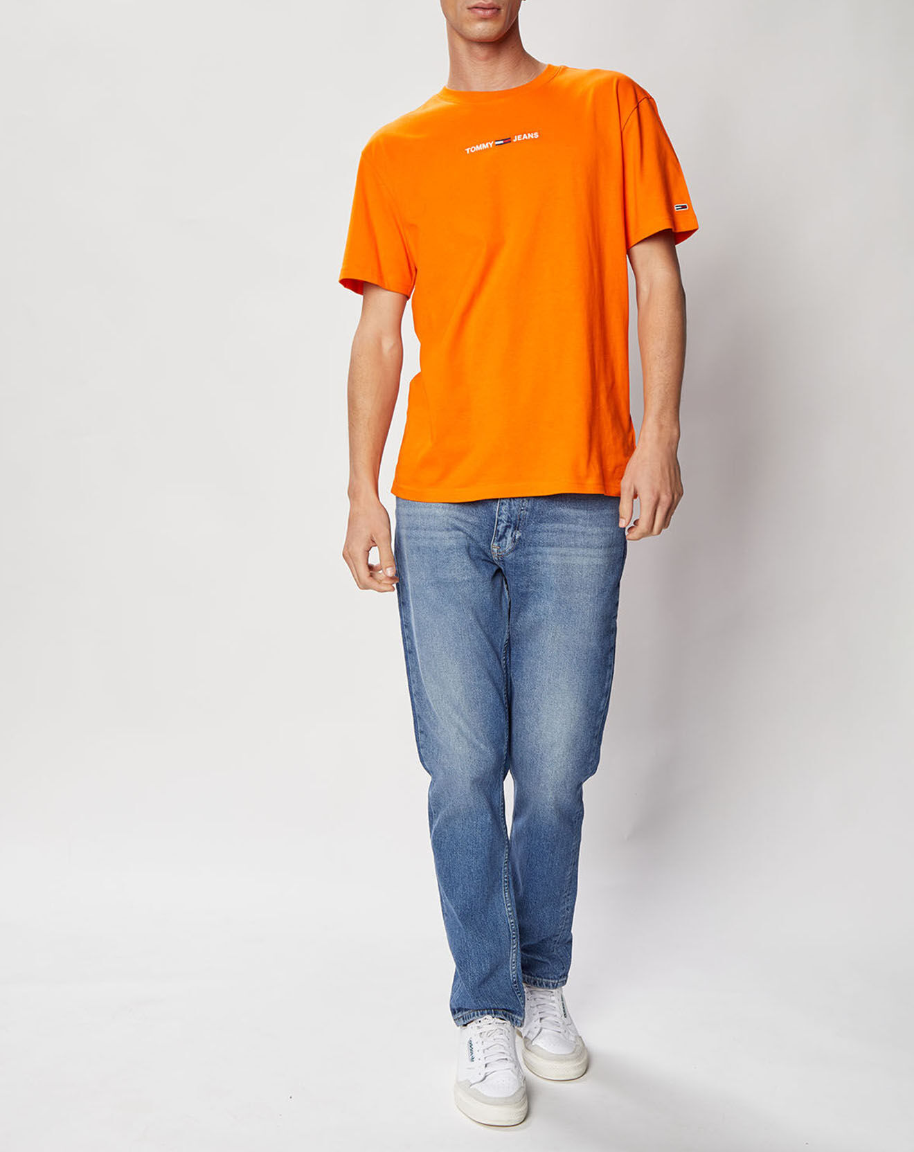 Tommy Jeans T-Shirt 100% Coton Bio Linear Logo orange
