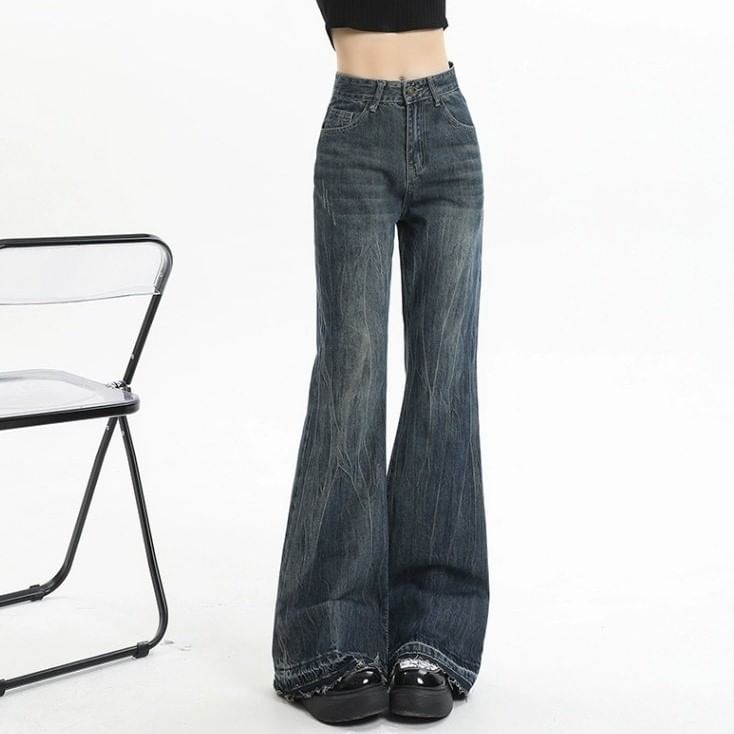 Ukiyo - High Waist Washed Flared Jeans