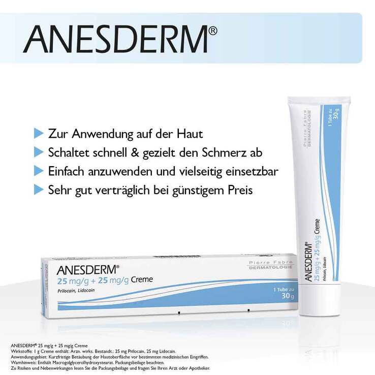 ANESDERM 25 mg/g + 25 mg/g Creme, 30 g