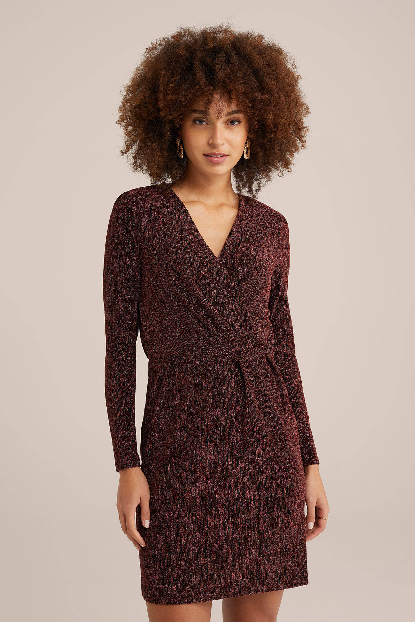 WE Fashion jurk donkerrood