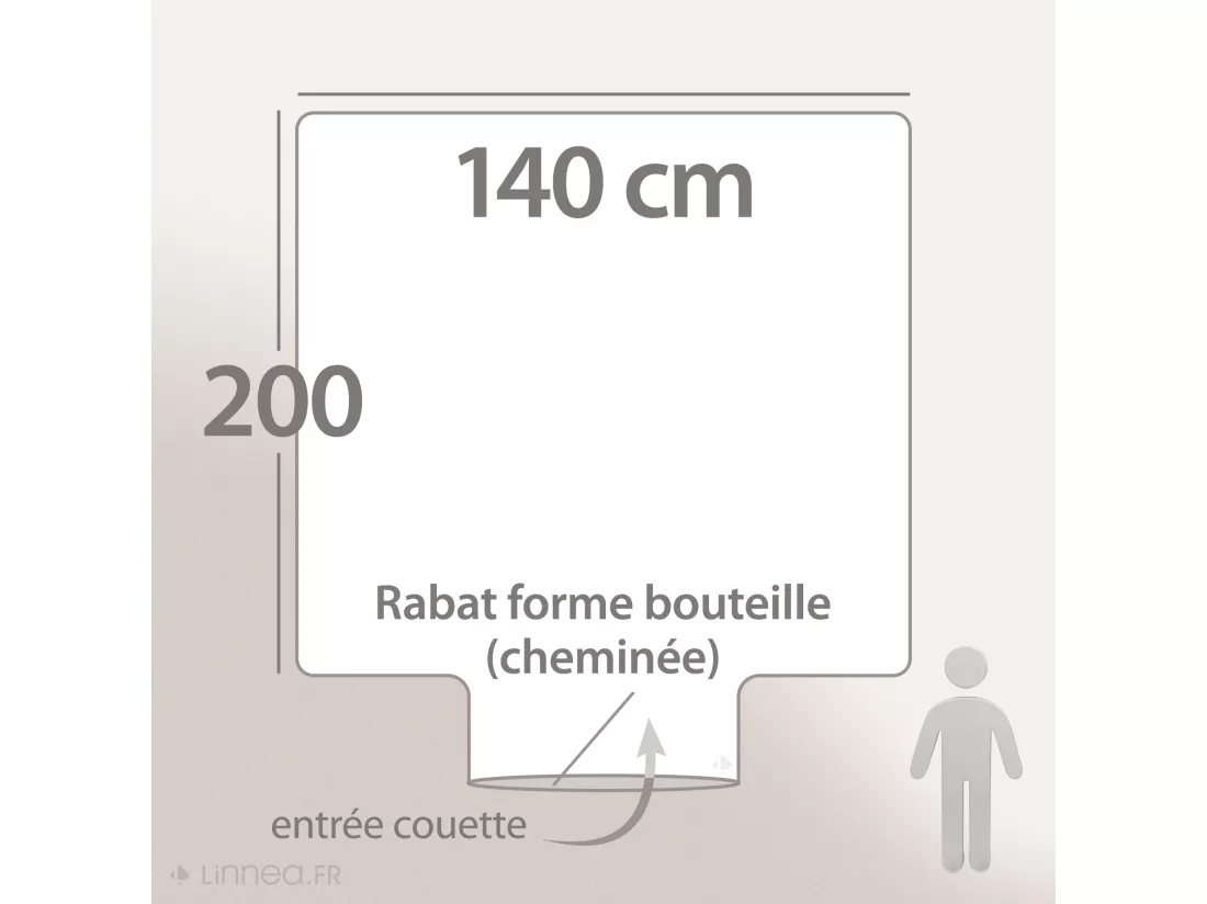 Housse de couette 140x200 cm satin de coton ROSERAIE beige ficelle