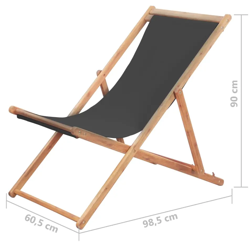 vidaXL - Strandstoel - Grijs - Stof