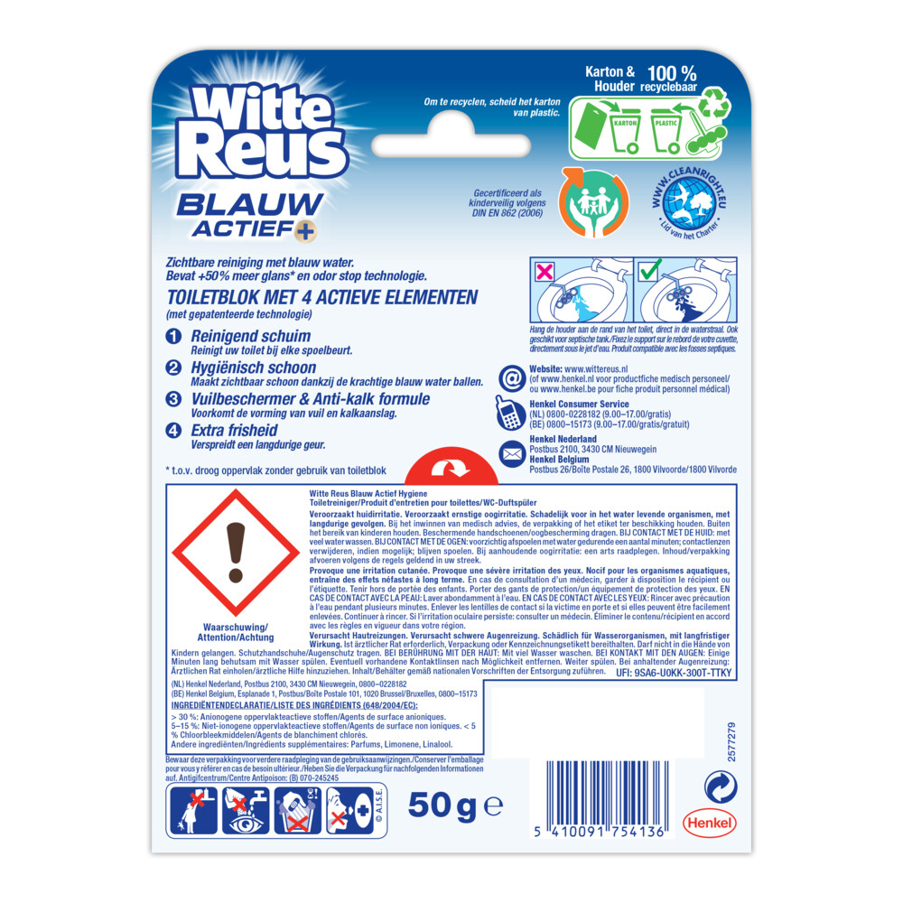 Witte Reus Toiletblok Blauw Actief Hygiëne
