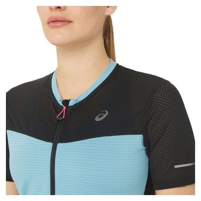 Maillot manches courtes Asics Fujitrail Run Noir Bleu Femme