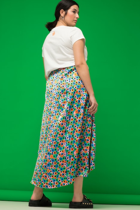 Midirock, A-Line, Color Flowerprint, Elastikbund