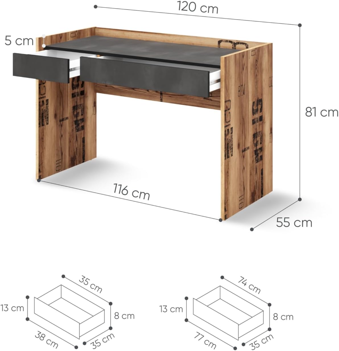 Generisch Jugendzimmer Set Fargo, Mehrfarbig, 90x200cm Bett ohne Matratze, Modern, Montage erforderlich, Rechteckig, Wandmontage, 5-teilig mit Schreibtisch, Eckschrank und Nachtschrank
