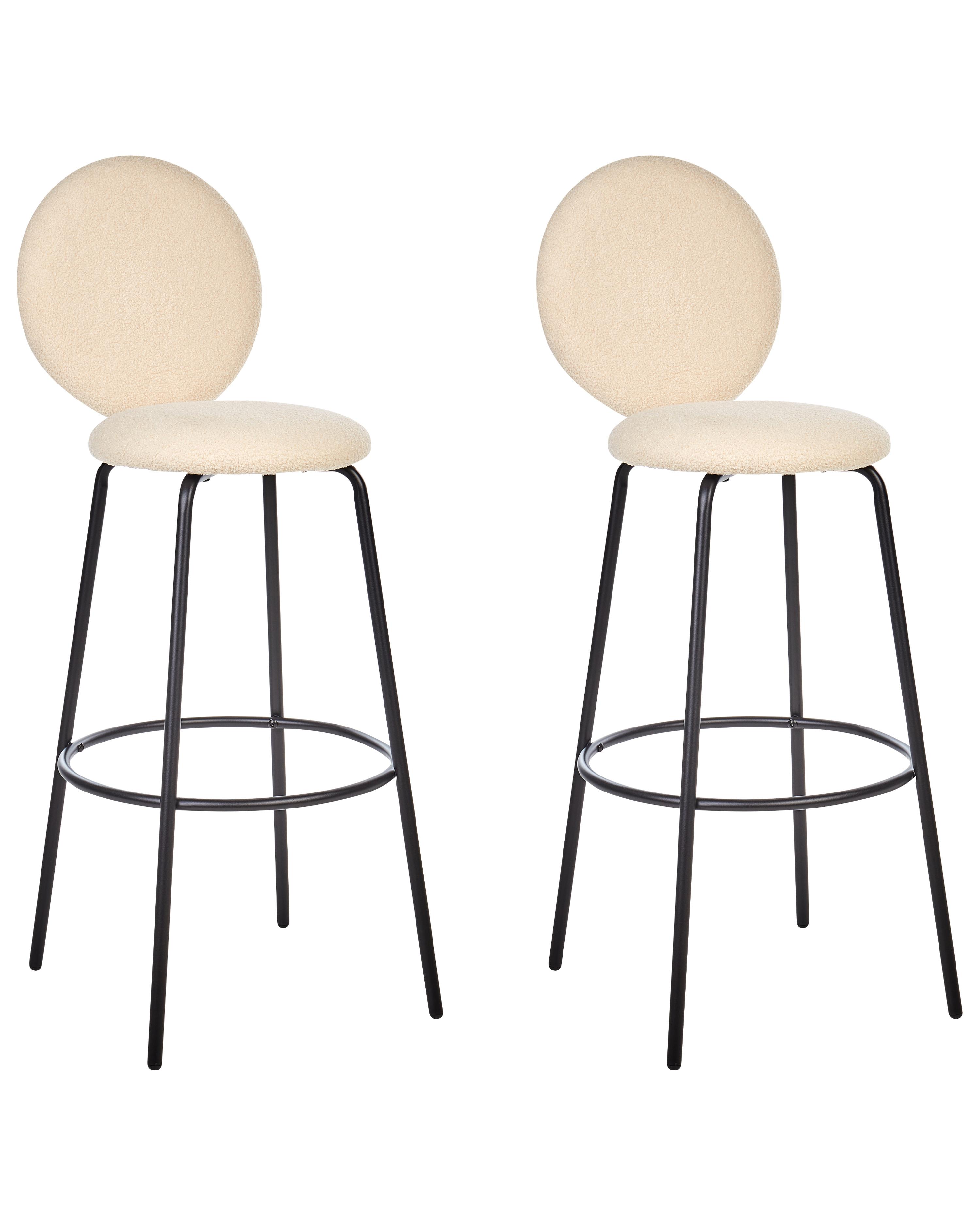 Set van 2 barstoelen EMERY Bouclé Lichtbeige