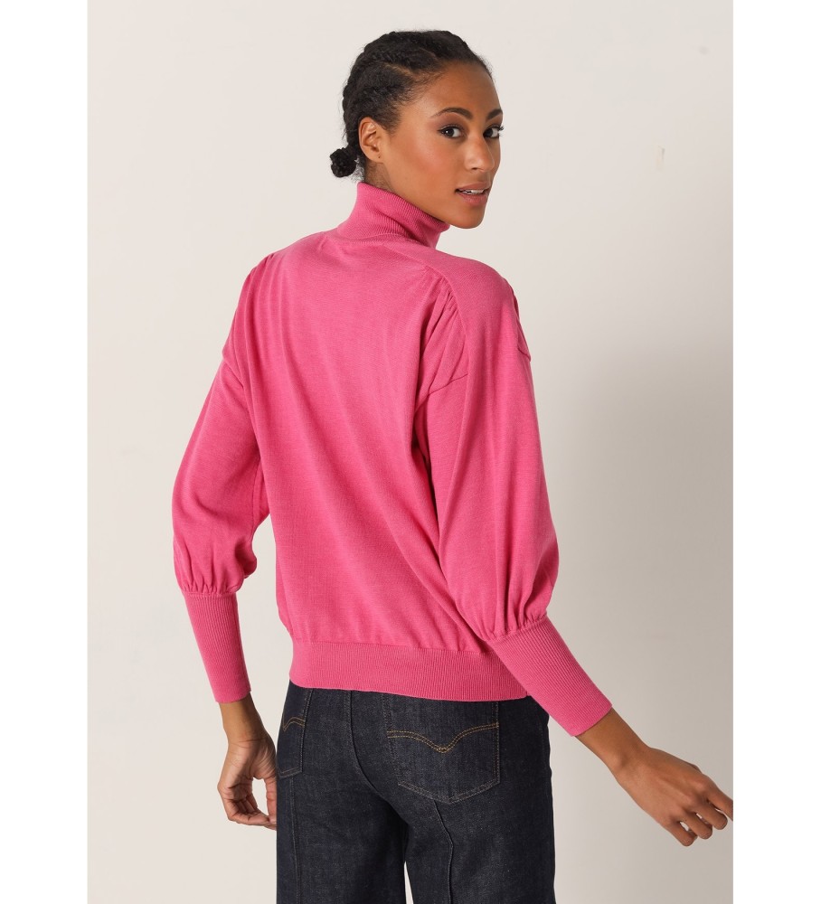 Victorio & Lucchino, Camisa de gola alta rosa com mangas bufantes V&L