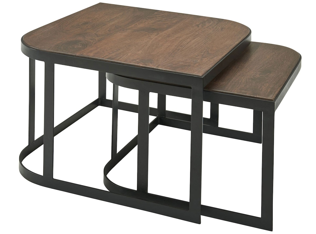 Couchtisch 2er Set Schwarz/ Mango massiv lackiert