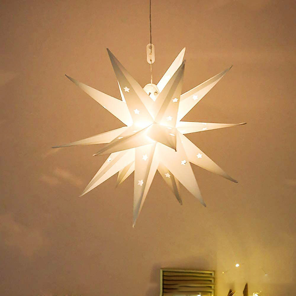 (45cm) 6 LED's Weihnachts Deko Licht Hängelampe Moravischer Stern (Batteriebetrieben) - Warmweiss