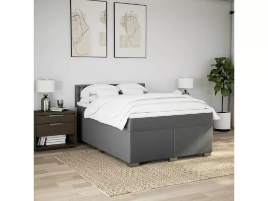 Sommier à lattes de lit avec matelas Gris foncé 160x200cm Tissu