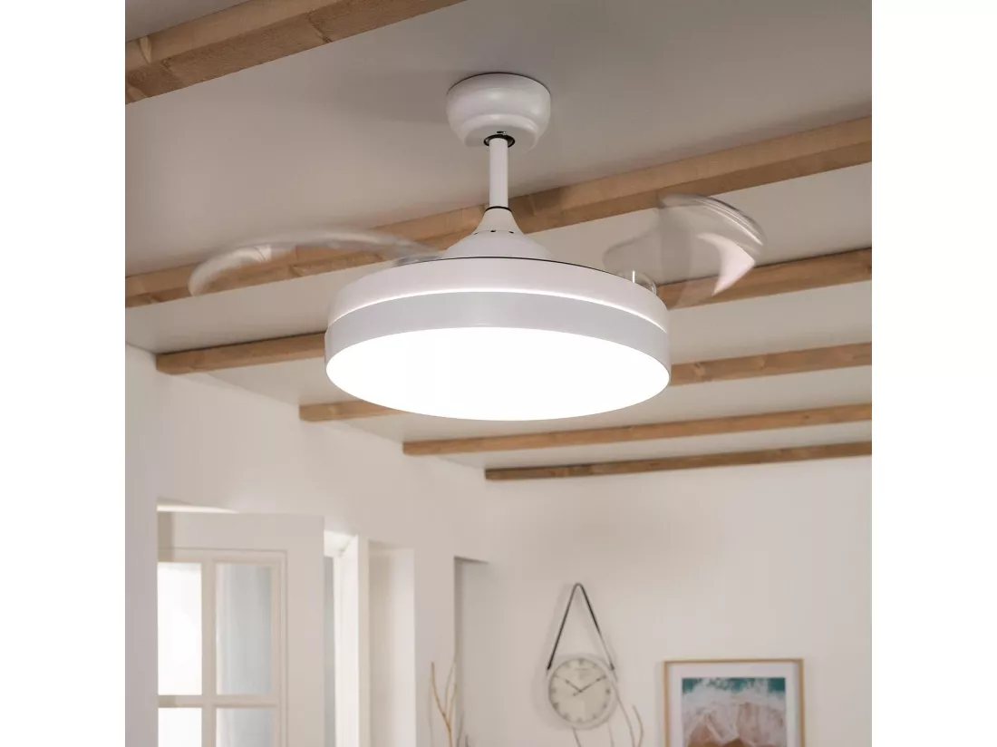 Ventilateur de Plafond Silencieux Dalori Blanc 106cm Moteur DC Blanc