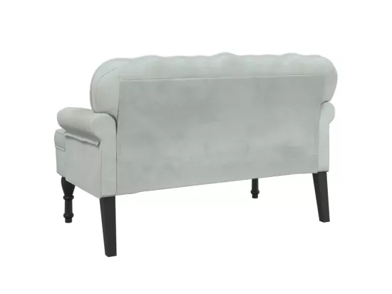 Banc avec dossier gris clair 119,5x64,5x75 cm velours