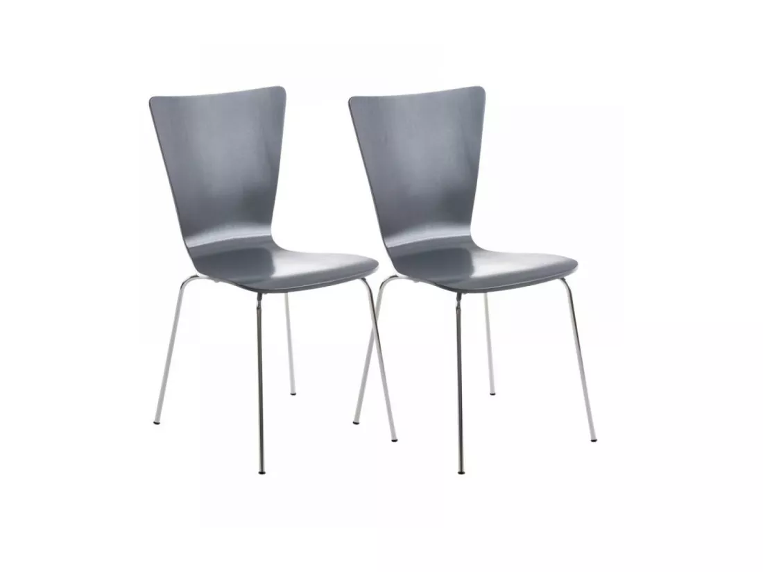 Lot de 2 Chaise de conférence - Bois & Nature - Gris - Aaron