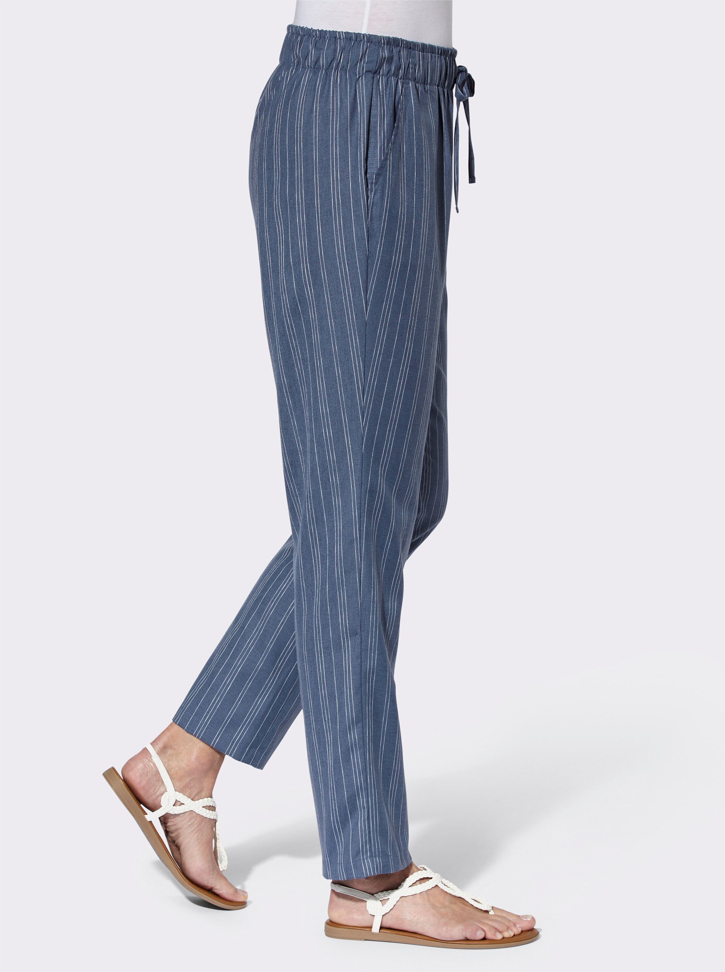 Schlupfhose mit Dehnbund, Leinen-Optik