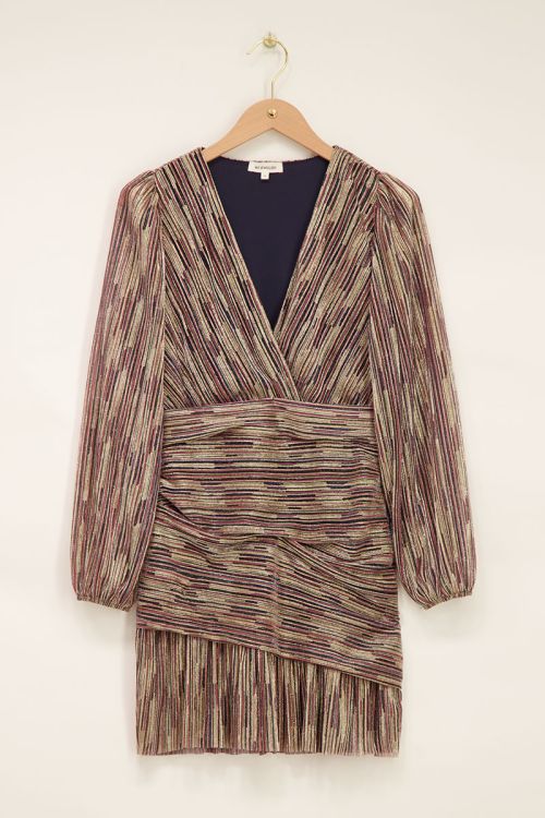 Multikleur jurk met ruffles en lurex