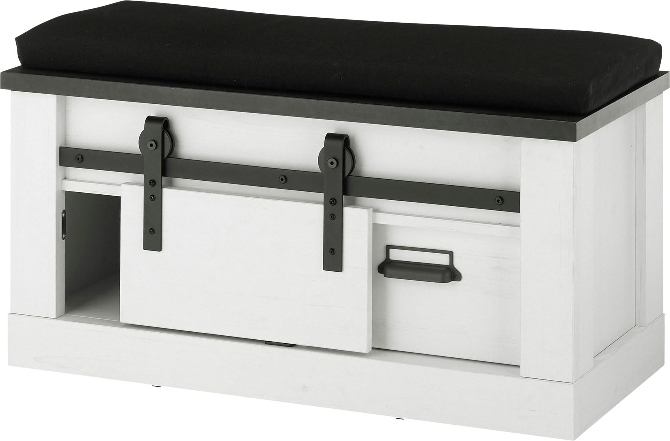 Home affaire Sitzbank »SHERWOOD« modernes Holz Dekor, mit Scheunentorbeschlag aus Metall, Breite 93 cm