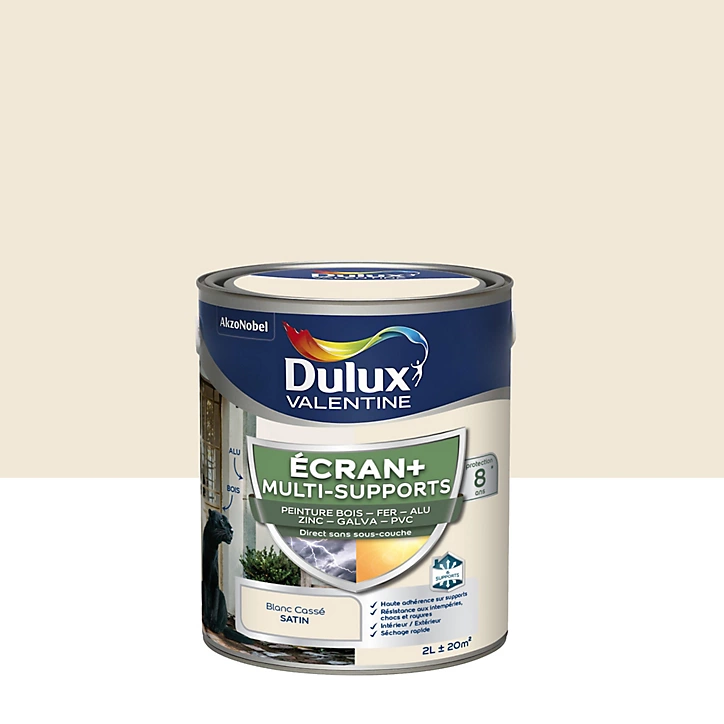 Peinture extérieure multi-supports Ecran+ Dulux Valentine satin blanc cassé 2L