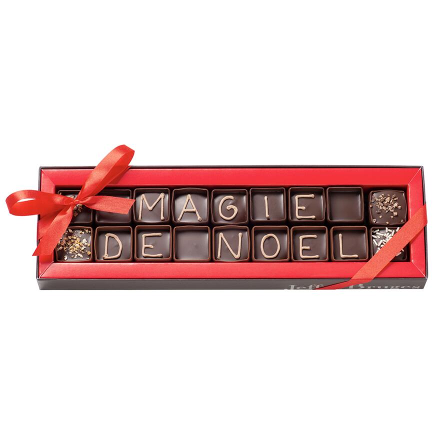 Boite à message chocolats fourrés assortis - 2 lignes - Spécial Noël